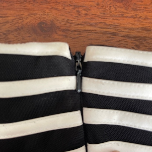 EUC WHBM Black Mesh Dress with White to Gray Ombré Stripes - Picture 8 of 8